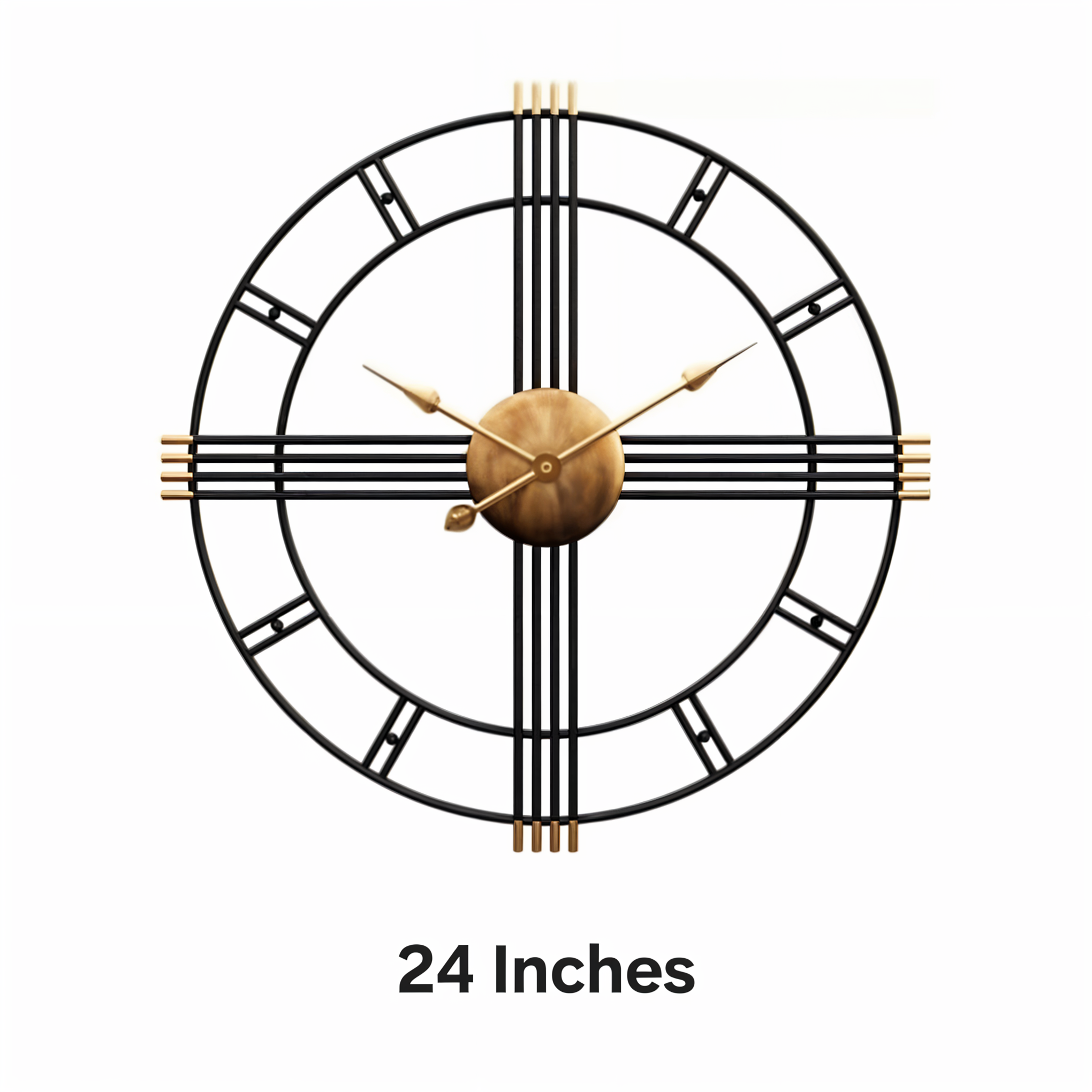 Modern Industrial Metal Wall Clock with Gold Accents
