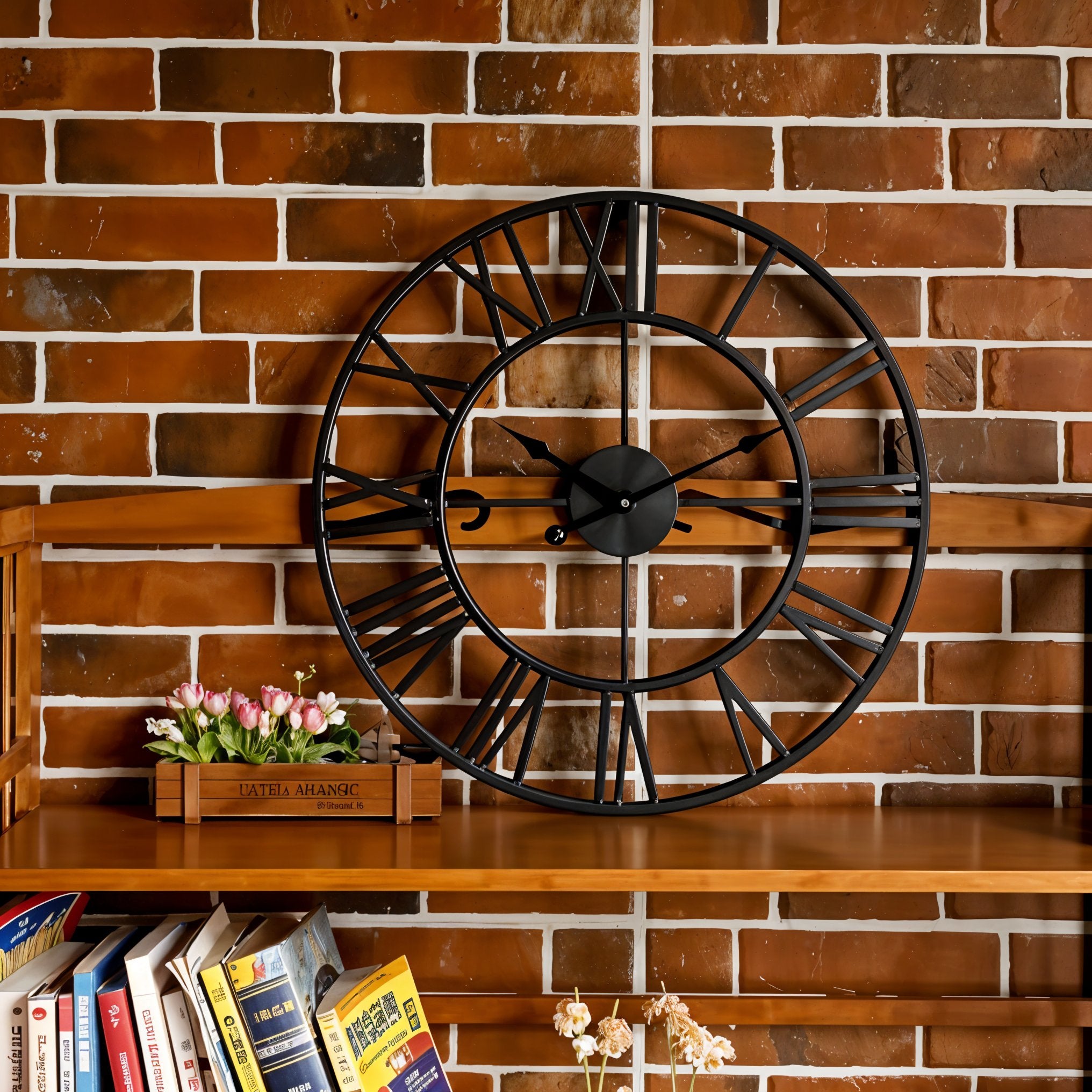 Vintage Roman Numeral Wall Clock – Industrial Metal Design