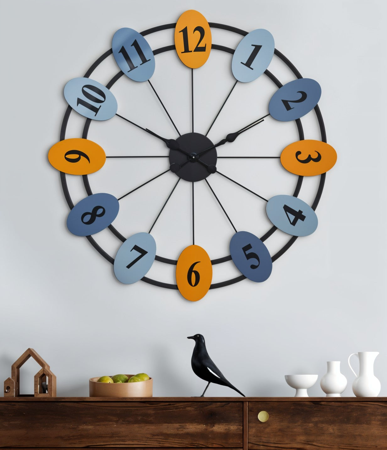 Color Pop Retro Wall Clock with Metal Frame Design