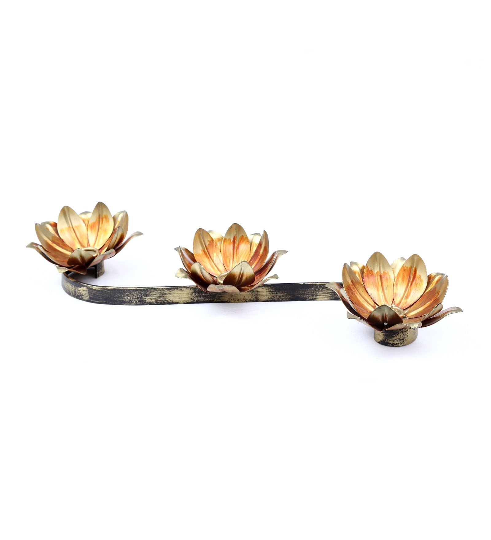Gold Iron 3-Vinca Tea Light Holder - Nestern