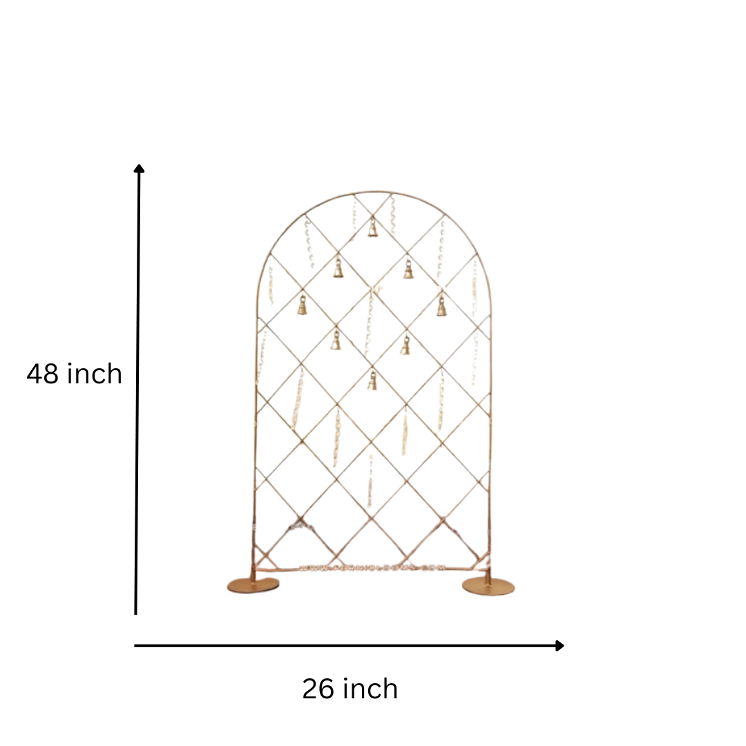 Elegant Gold Arch Pooja Stand (Bells and Pearls not included)