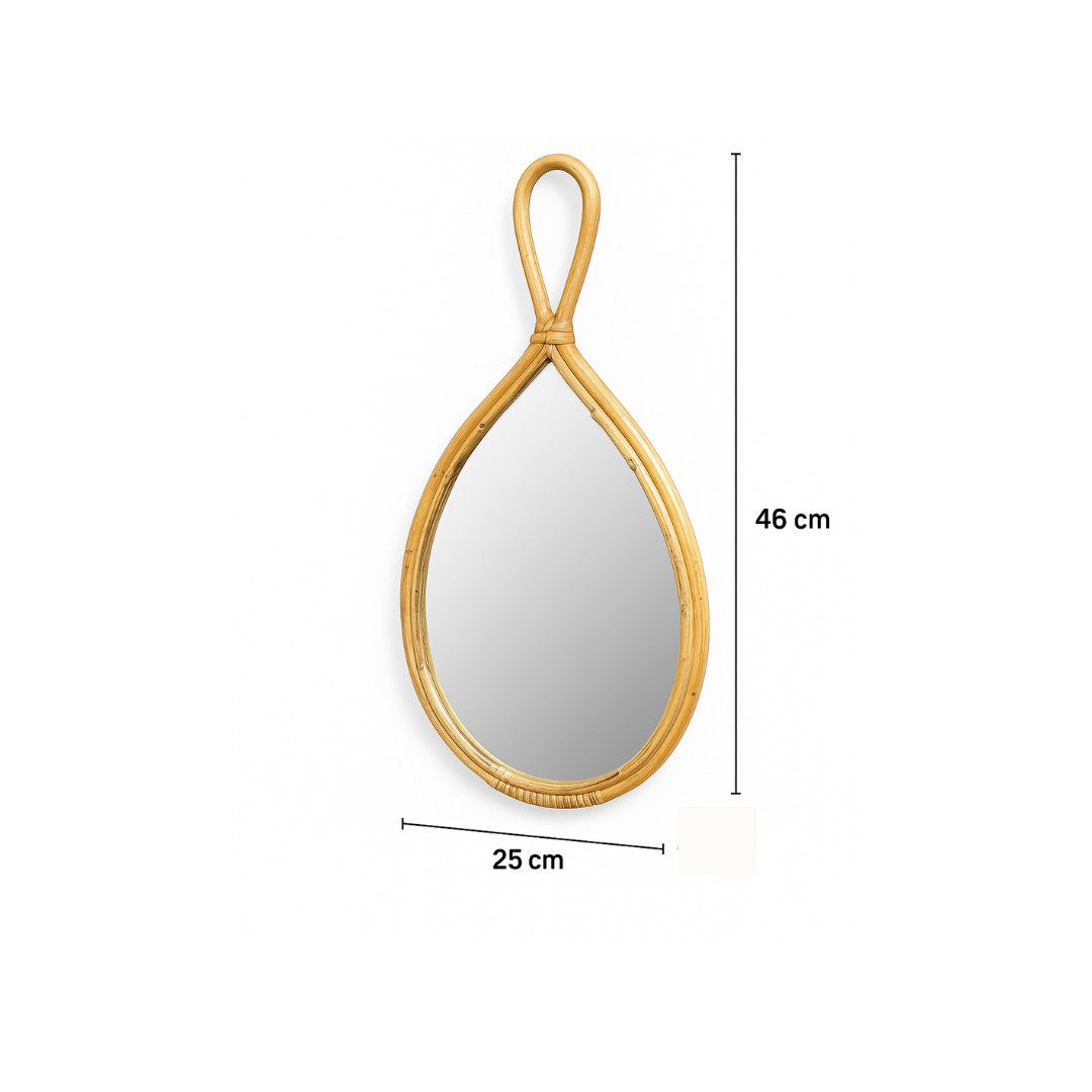 Handcrafted Rattan Teardrop Wall Mirror for Home Décor
