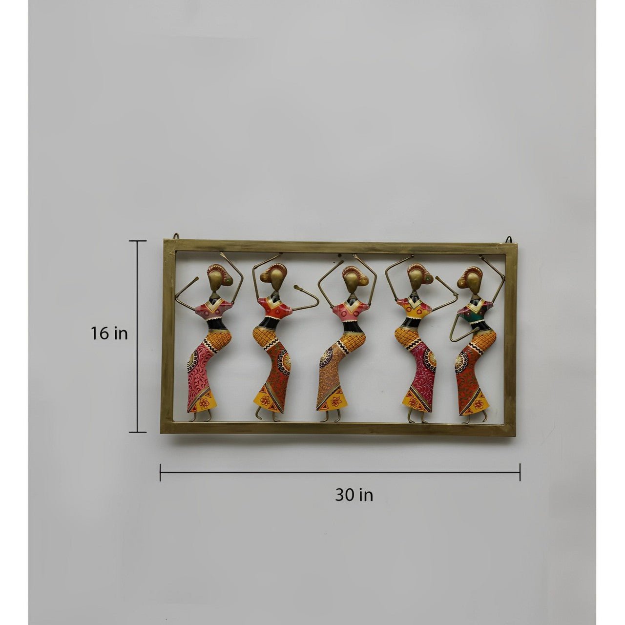 Handcrafted Iron Wall Art of Dancing Women – Vibrant Tribal-Inspired Home Decor - Nestern