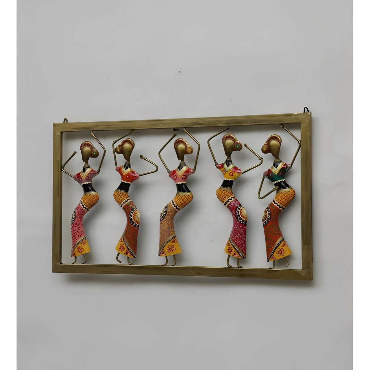 Handcrafted Iron Wall Art of Dancing Women – Vibrant Tribal-Inspired Home Decor - Nestern