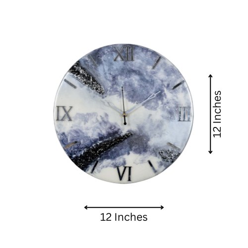 Handmade Purple & White Epoxy Wall Clock with Roman Numerals, No Glass - Nestern