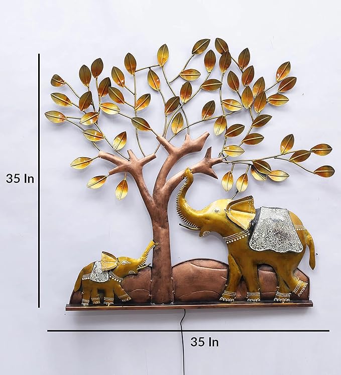 Illuminated Elephant Family Metal Wall Art – Nature-Inspired LED Decor - Nestern