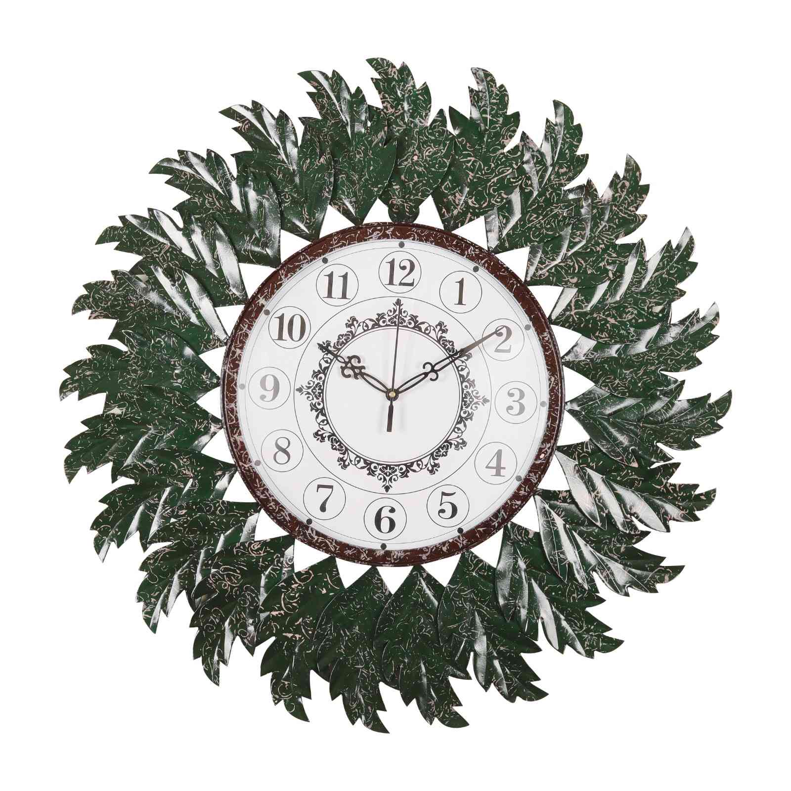 Elegant Green Leaf Wall Clock – Nature-Inspired Home Décor