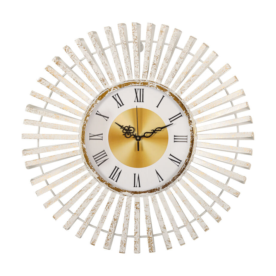 Luxurious Sunburst Wall Clock with Roman Numerals & Gold Accents