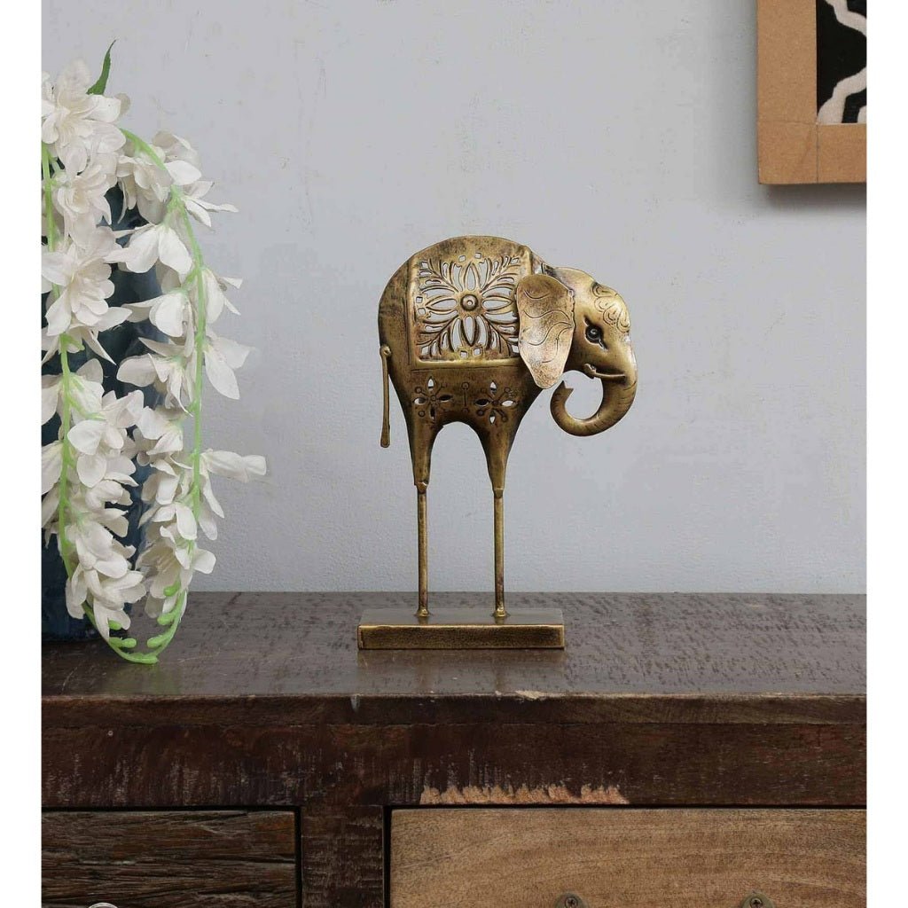 Intricate Brass Elephant Figurine - Nestern