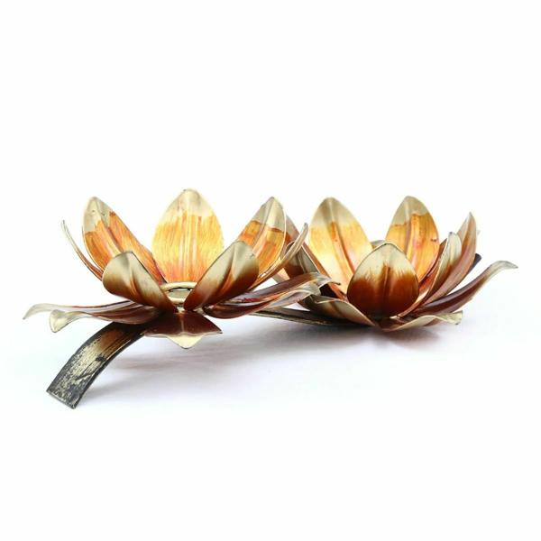 Gold Iron 3-Vinca Tea Light Holder - Nestern