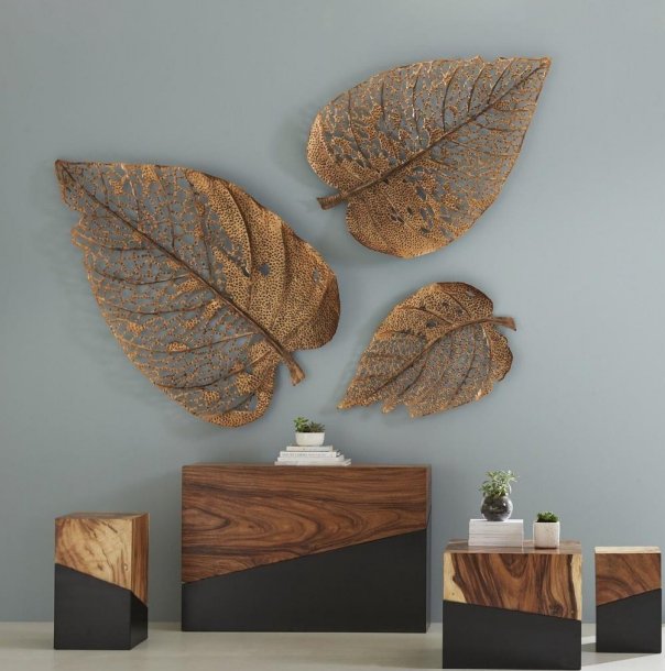Large Metal Leaf Wall Art – Nature-Inspired Decorative Set - Nestern
