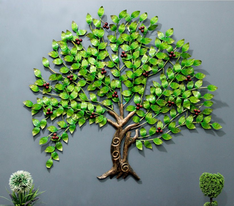 Lush Green Tree of Life Metal Wall Art – Nature-Inspired Home Décor - Nestern