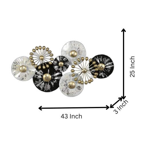 Modern Abstract Metal Wall Art – Black and White Circular Design - Nestern