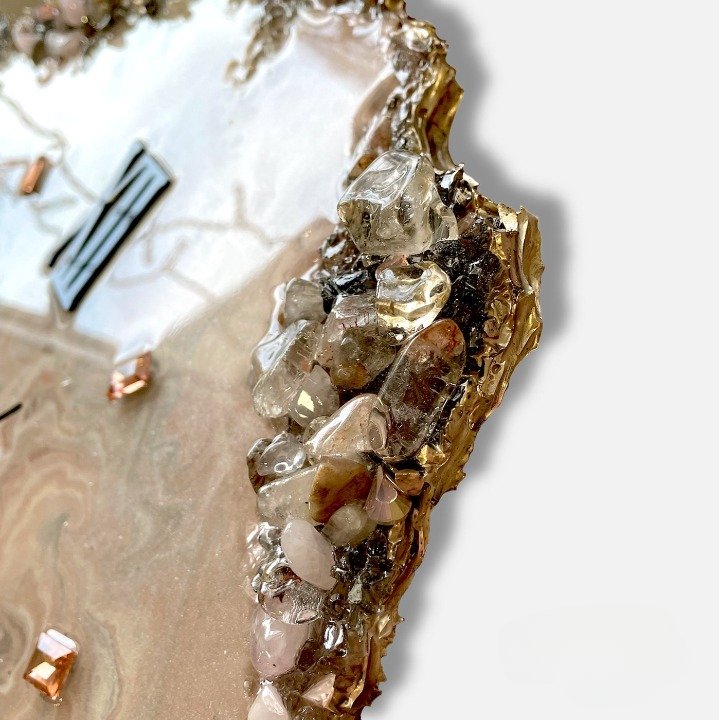 Pink Agate Marble Epoxy Wall Clock, Unique Handmade Modern Decor - Nestern