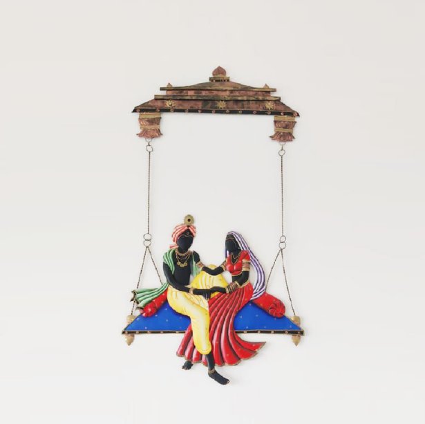 Radha Krishna on Swing Metal Wall Art – Two Variants of Divine Décor - Nestern