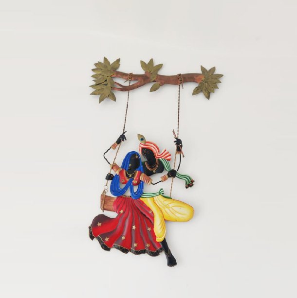Radha Krishna on Swing Metal Wall Art – Two Variants of Divine Décor - Nestern
