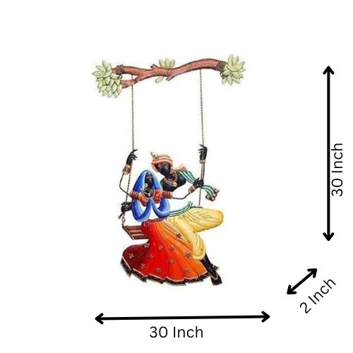 Radha Krishna on Swing Metal Wall Art – Two Variants of Divine Décor - Nestern