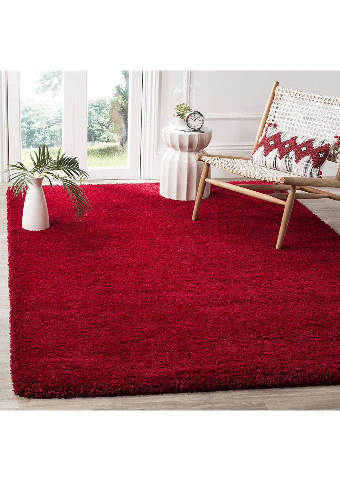 Red Plush Shaggy Rug | Stylish & Cozy Rug for Every Space | Nestern