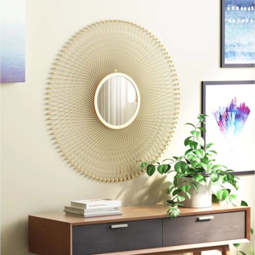Round Metal Wall Mirror Handicrafted Metal Home Decor