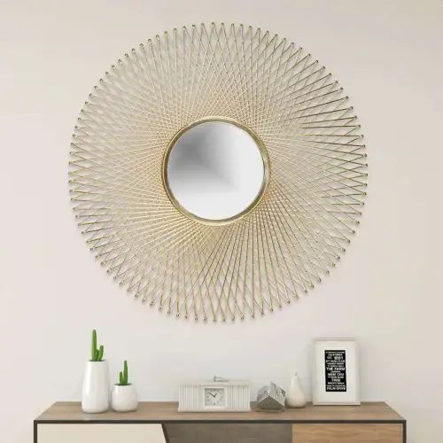 Round Metal Wall Mirror Handicrafted Metal Home Decor