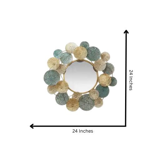 Round Multicolor Metal Mirror Handicrafted Metal Home Decor collection