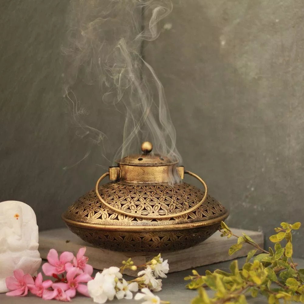 Serene Ritual: Handcrafted Brass Incense Burner - Nestern