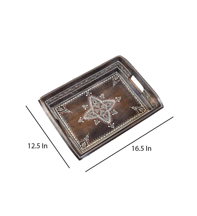 Stone Embellishments Wooden Serving Tray - Nestern