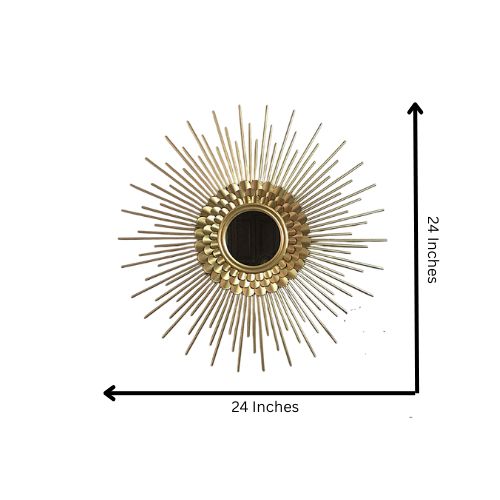 Sunburst Metal Wall Mirror Decorative for Living Room Foyer Console Table