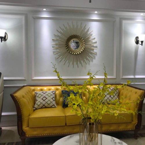 Sunburst Metal Wall Mirror Decorative for Living Room Foyer Console Table