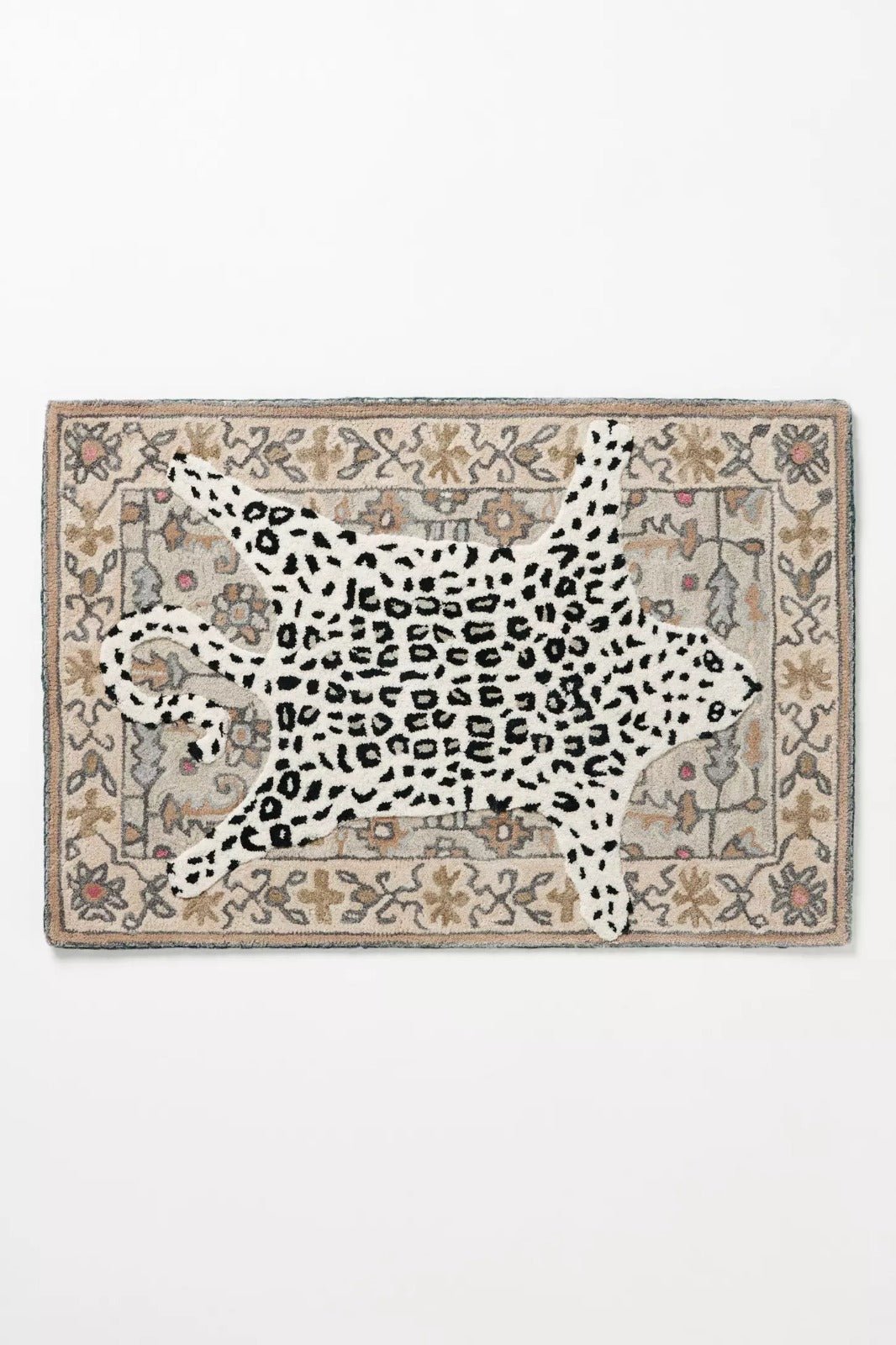 Switzerland Collections Animal Print Vintage Persian Style Area Rug - Custom Sizes Available, Ivory & Black Leopard Design - Nestern