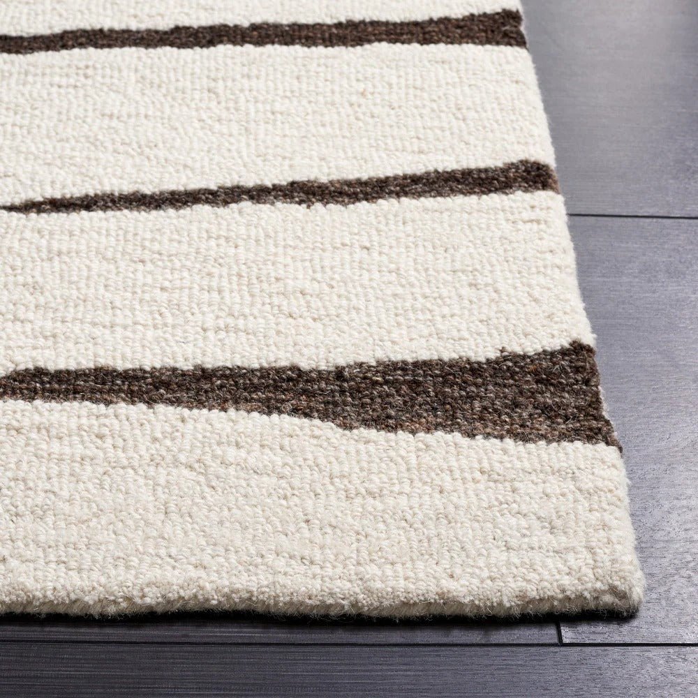 Switzerland Wool Collections Hand-Tufted Abstract Wool Area Rug - Mid-Century Modern Design for Living Room and Bedroom, Ivory & Black - Nestern