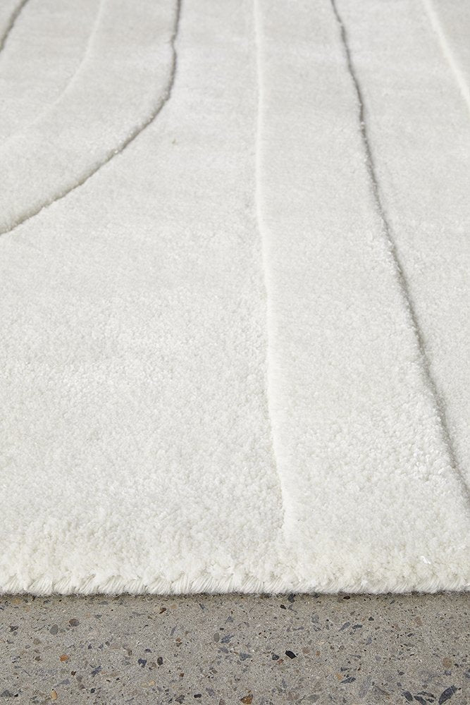 Switzerland Wool Collections Modern Geometric Embossed Area Rug - Available in White and Gray, Custom Sizes - Nestern