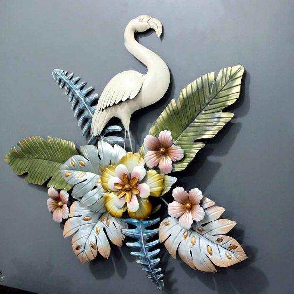 Tropical Flamingo and Floral Metal Wall Art – Vibrant Nature-Inspired Decor - Nestern