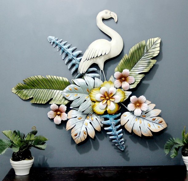 Tropical Flamingo and Floral Metal Wall Art – Vibrant Nature-Inspired Decor - Nestern