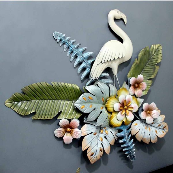 Tropical Flamingo and Floral Metal Wall Art – Vibrant Nature-Inspired Decor - Nestern