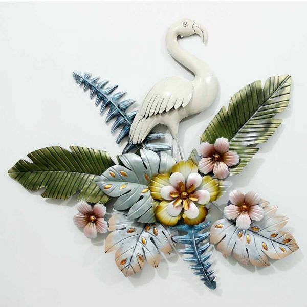 Tropical Flamingo and Floral Metal Wall Art – Vibrant Nature-Inspired Decor - Nestern