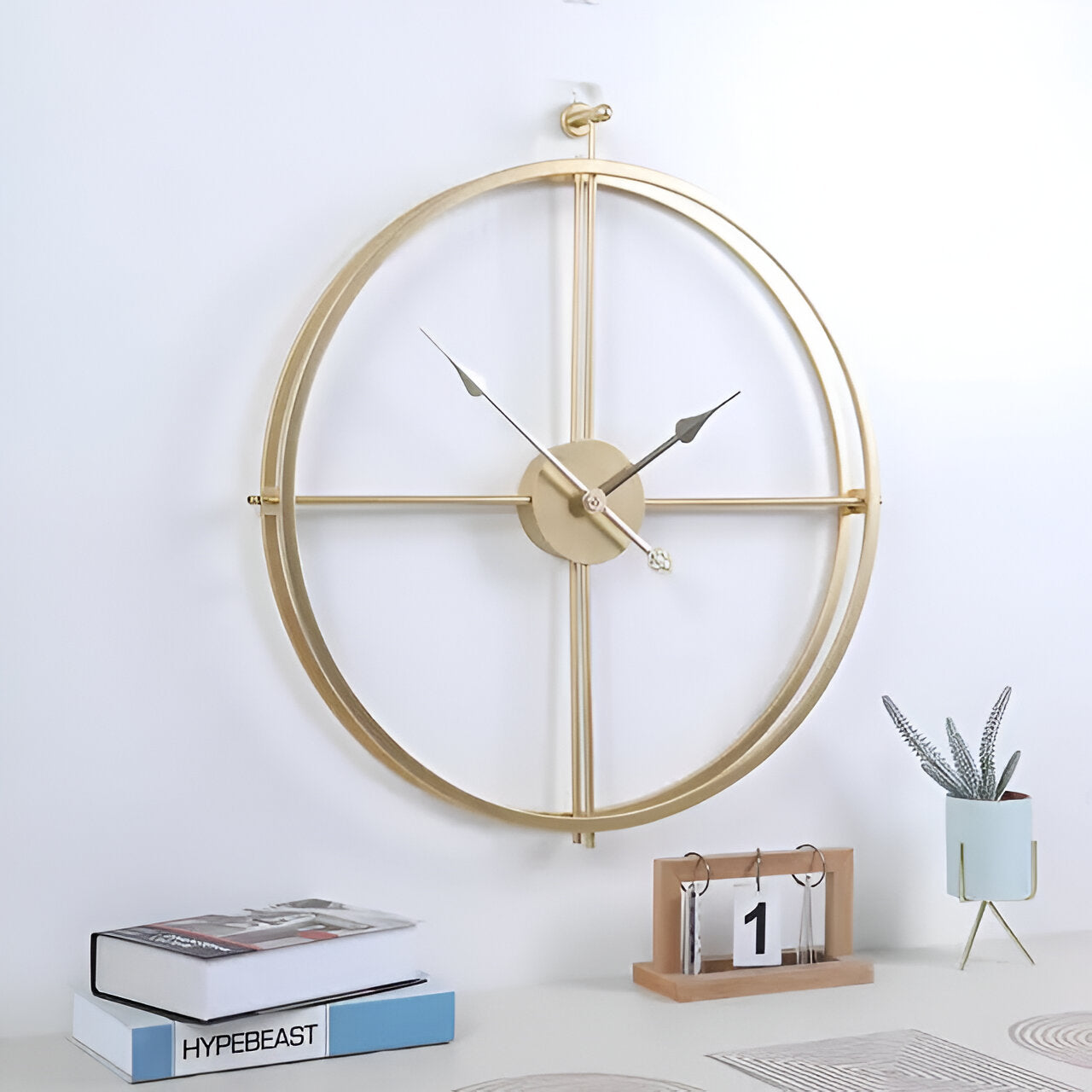 Luxury Gold Hanging Wall Clock – Modern Minimalist Design