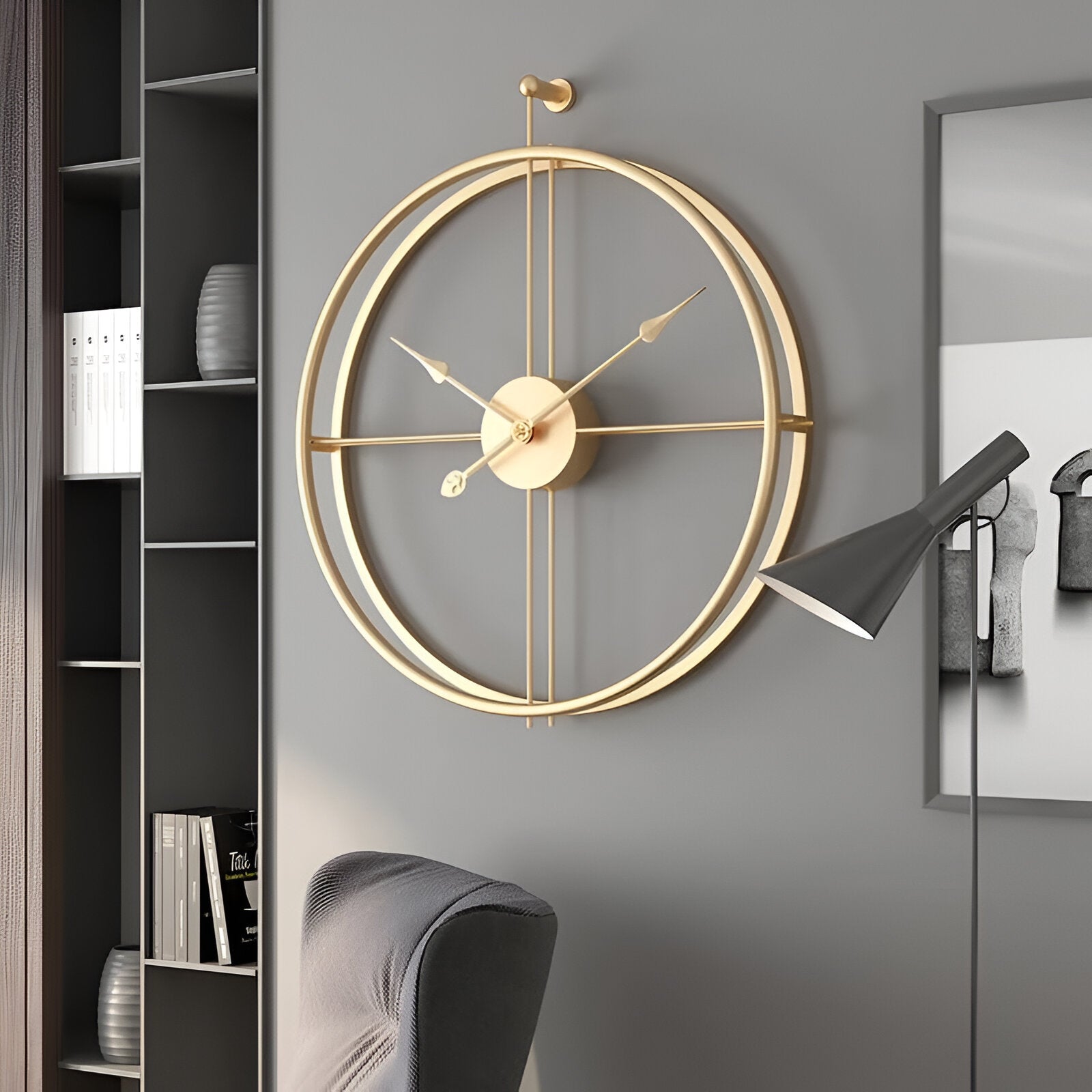 Luxury Gold Hanging Wall Clock – Modern Minimalist Design