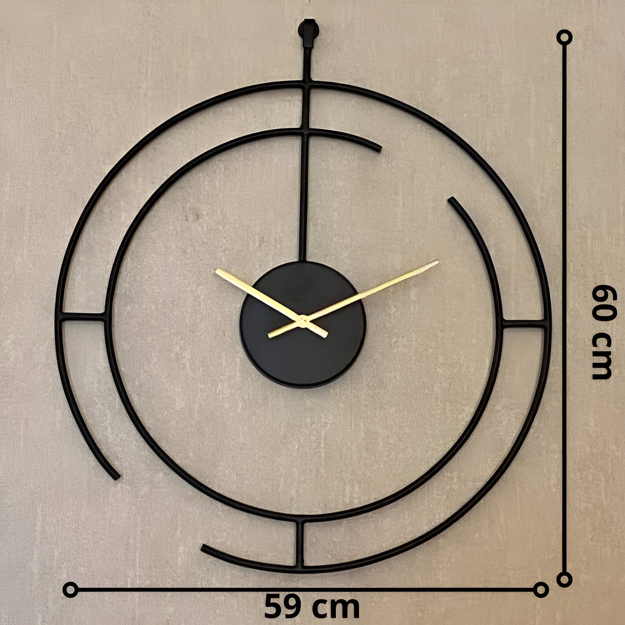 Modern Black & Gold Wall Clock – Minimalist Geometric Design