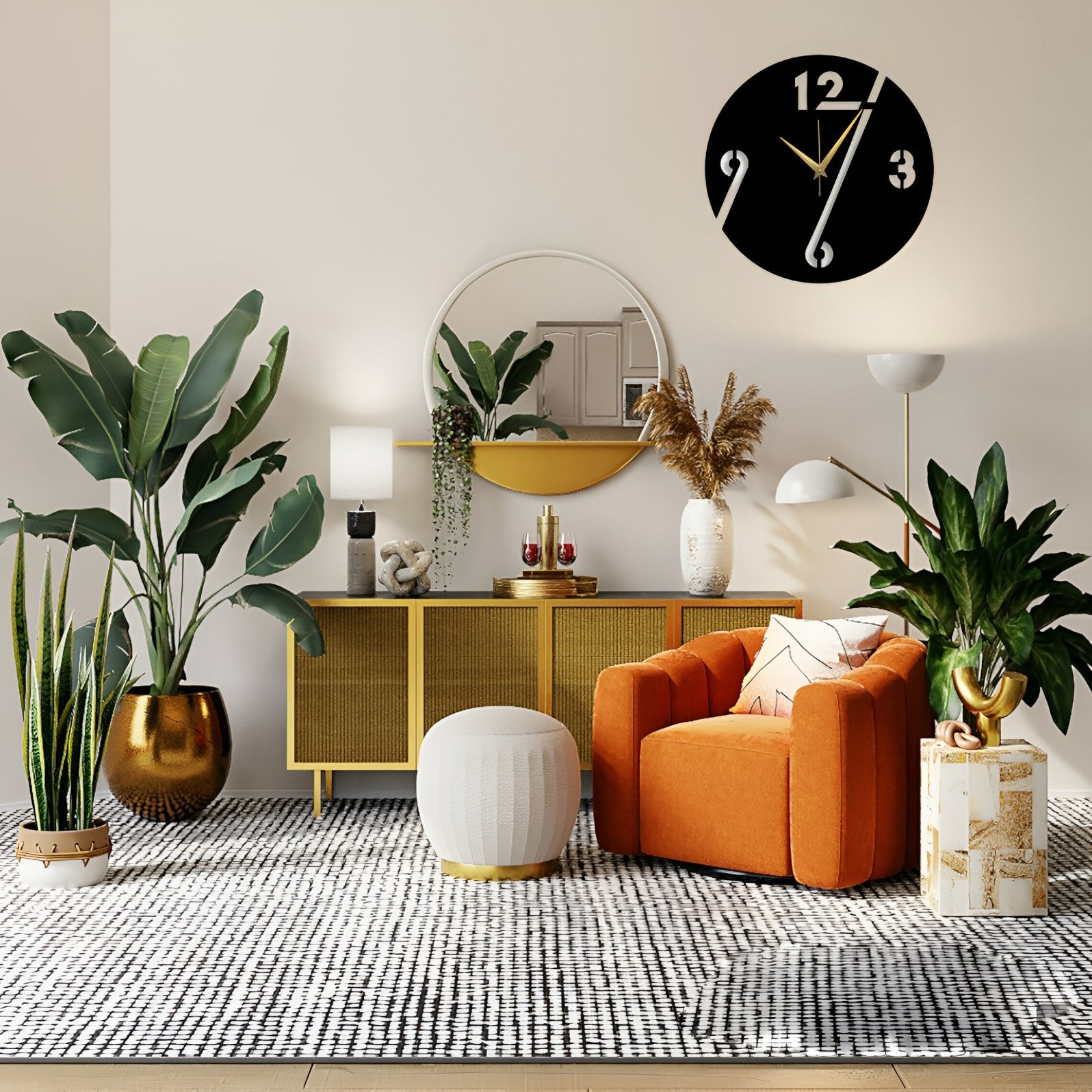Modern Black & Gold Wall Clock – Unique Designer Timepiece