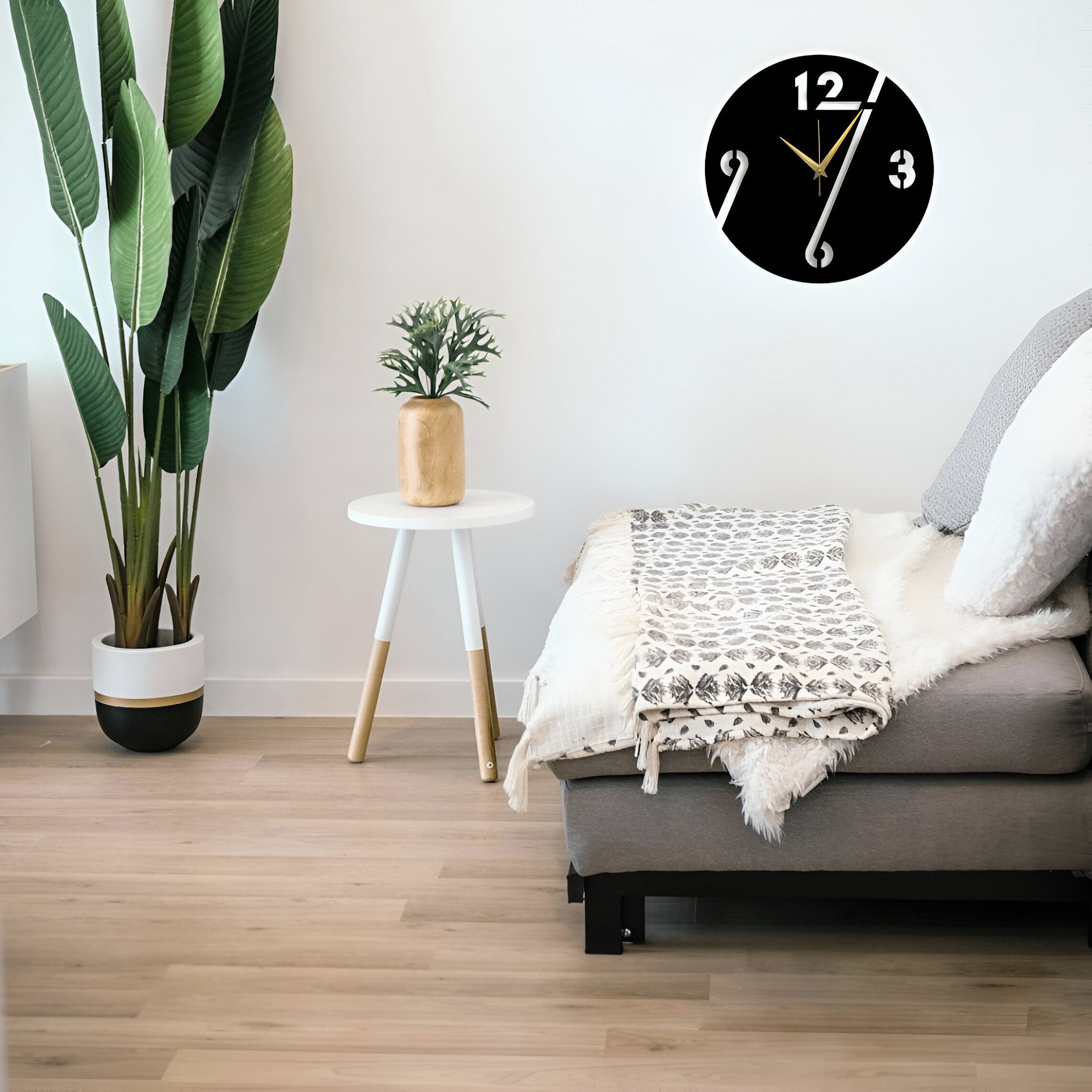 Modern Black & Gold Wall Clock – Unique Designer Timepiece