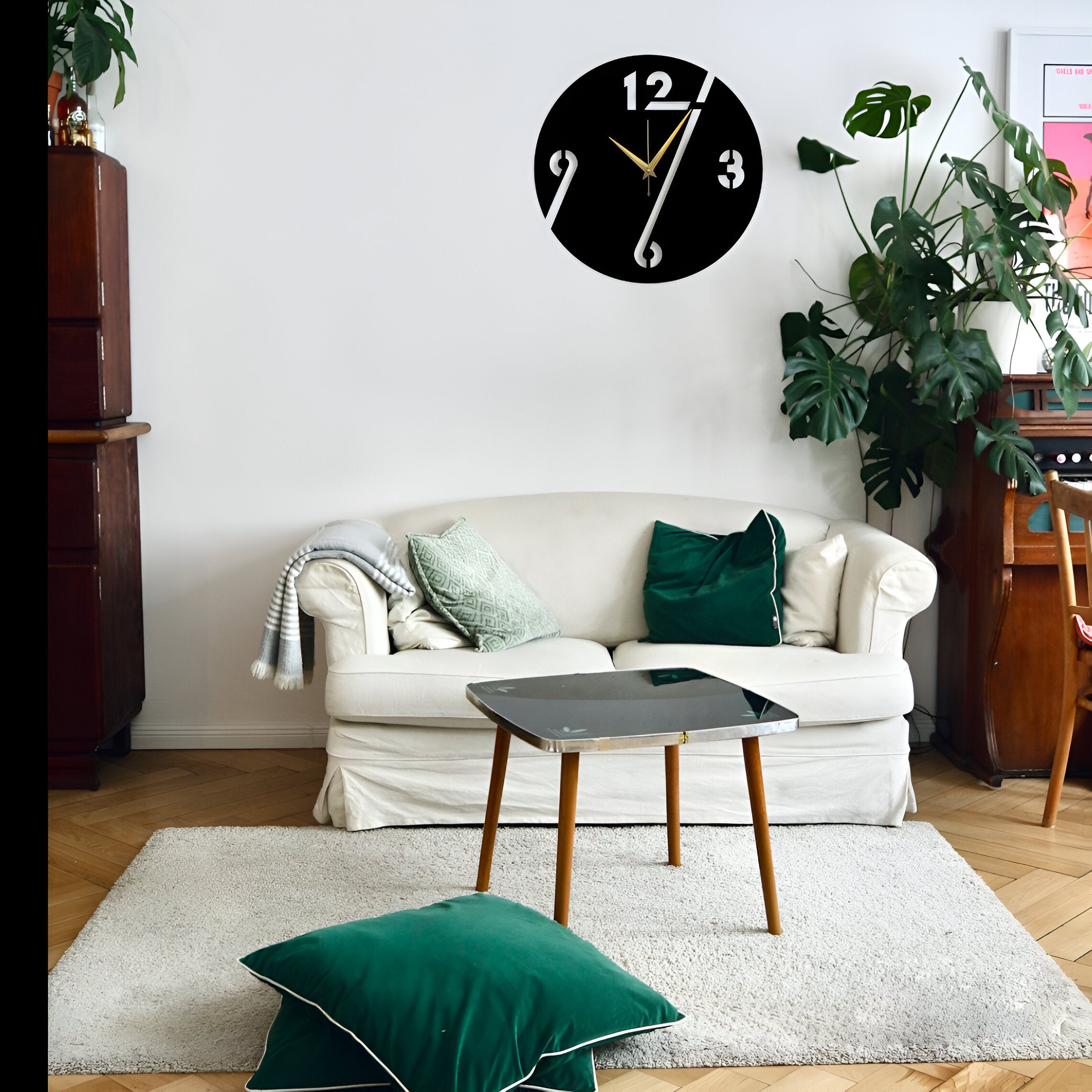 Modern Black & Gold Wall Clock – Unique Designer Timepiece