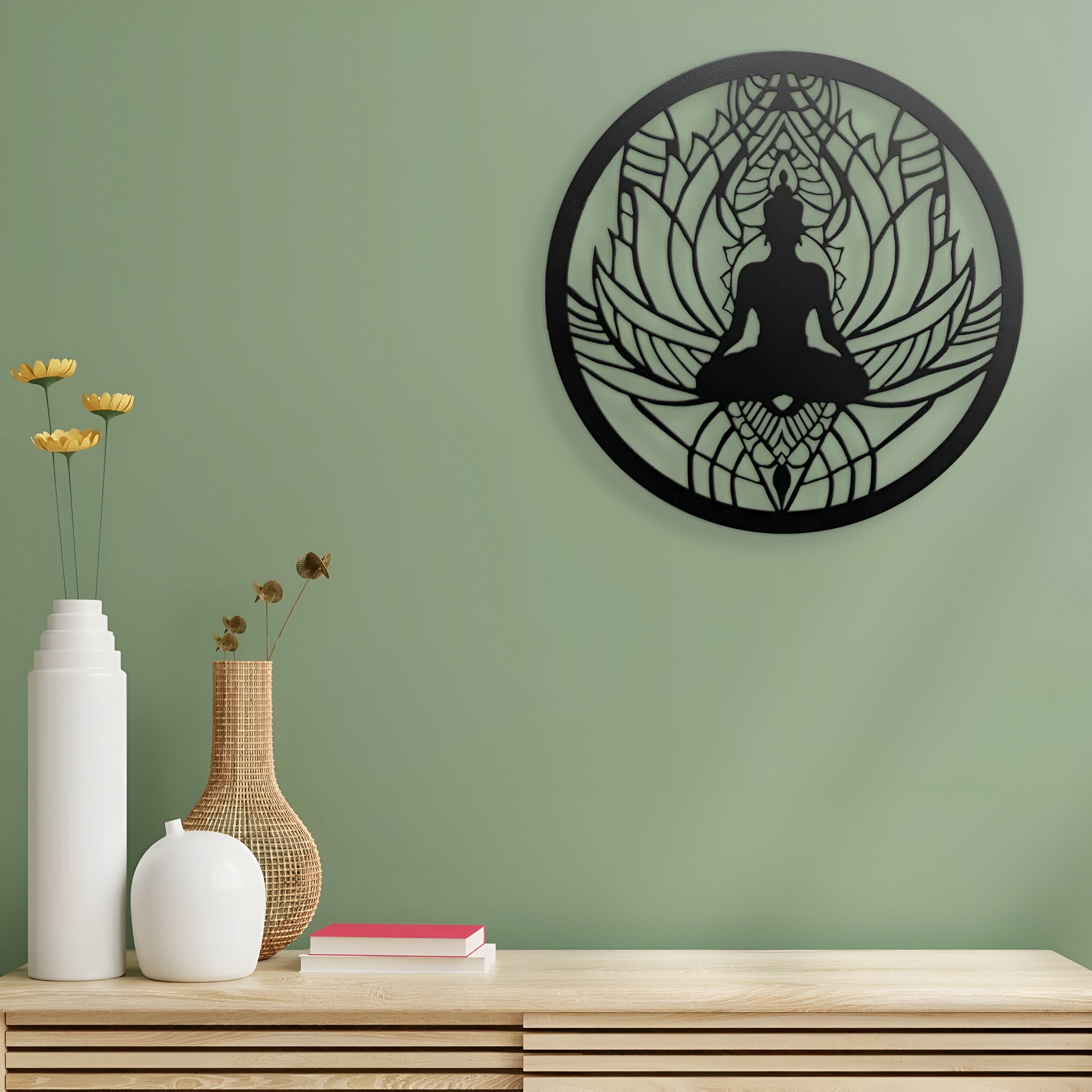 Laser-Cut Meditating Buddha Wall Art – Spiritual Décor