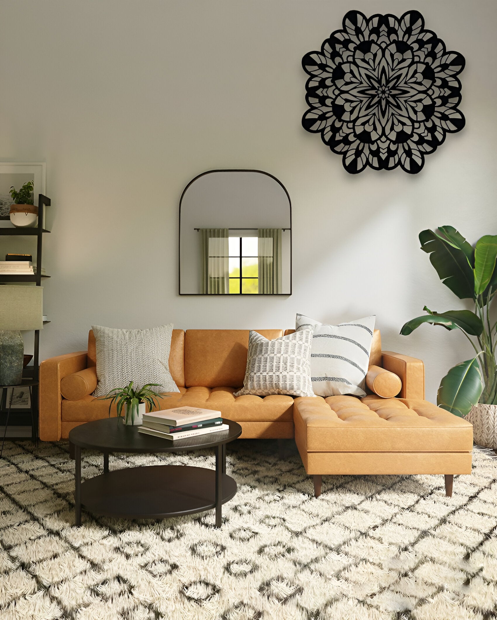 Geometric Floral Metal Wall Art – Modern Mandala Décor