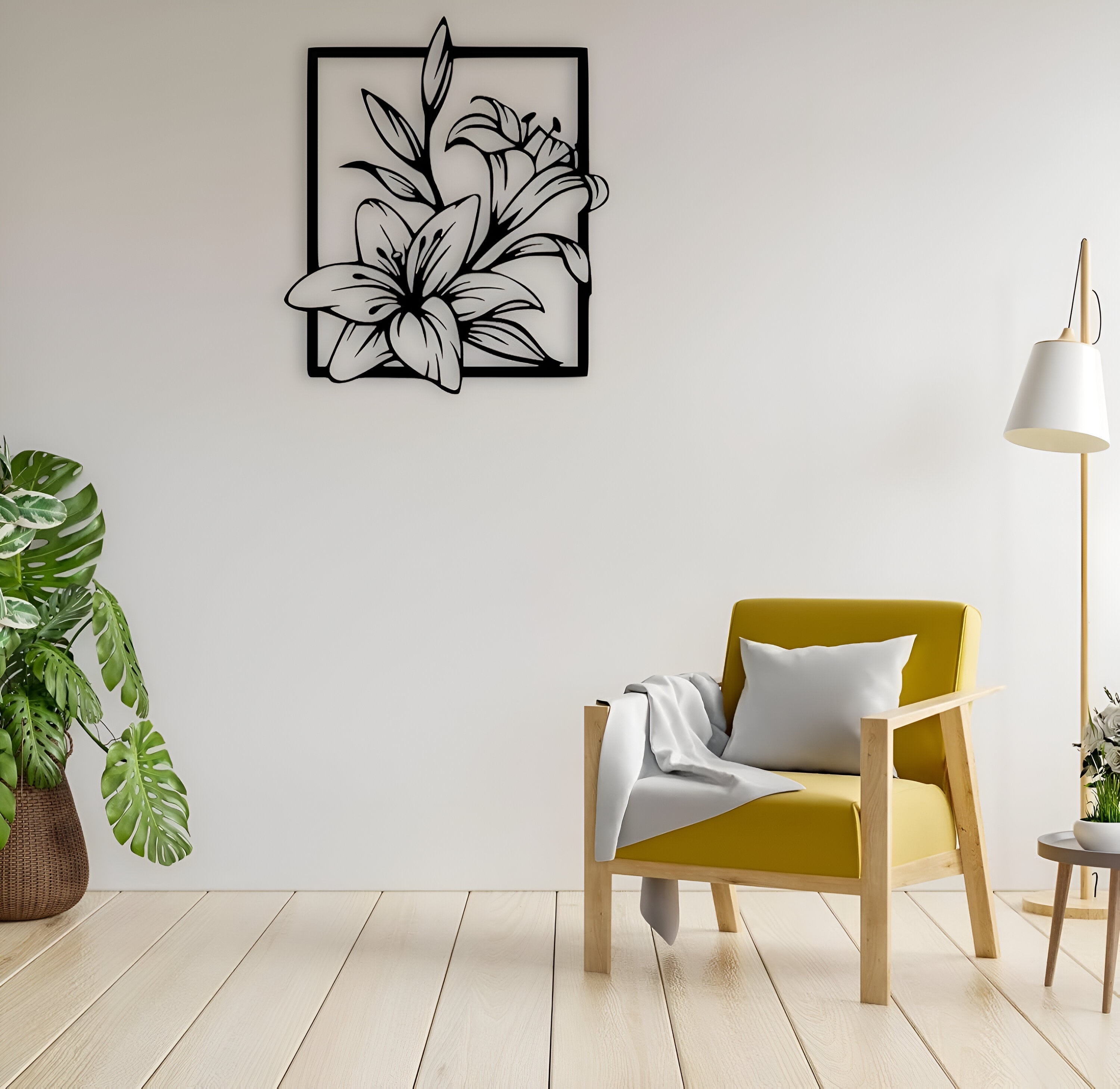 Floral Metal Wall Art – Elegant Lily Blossom Décor