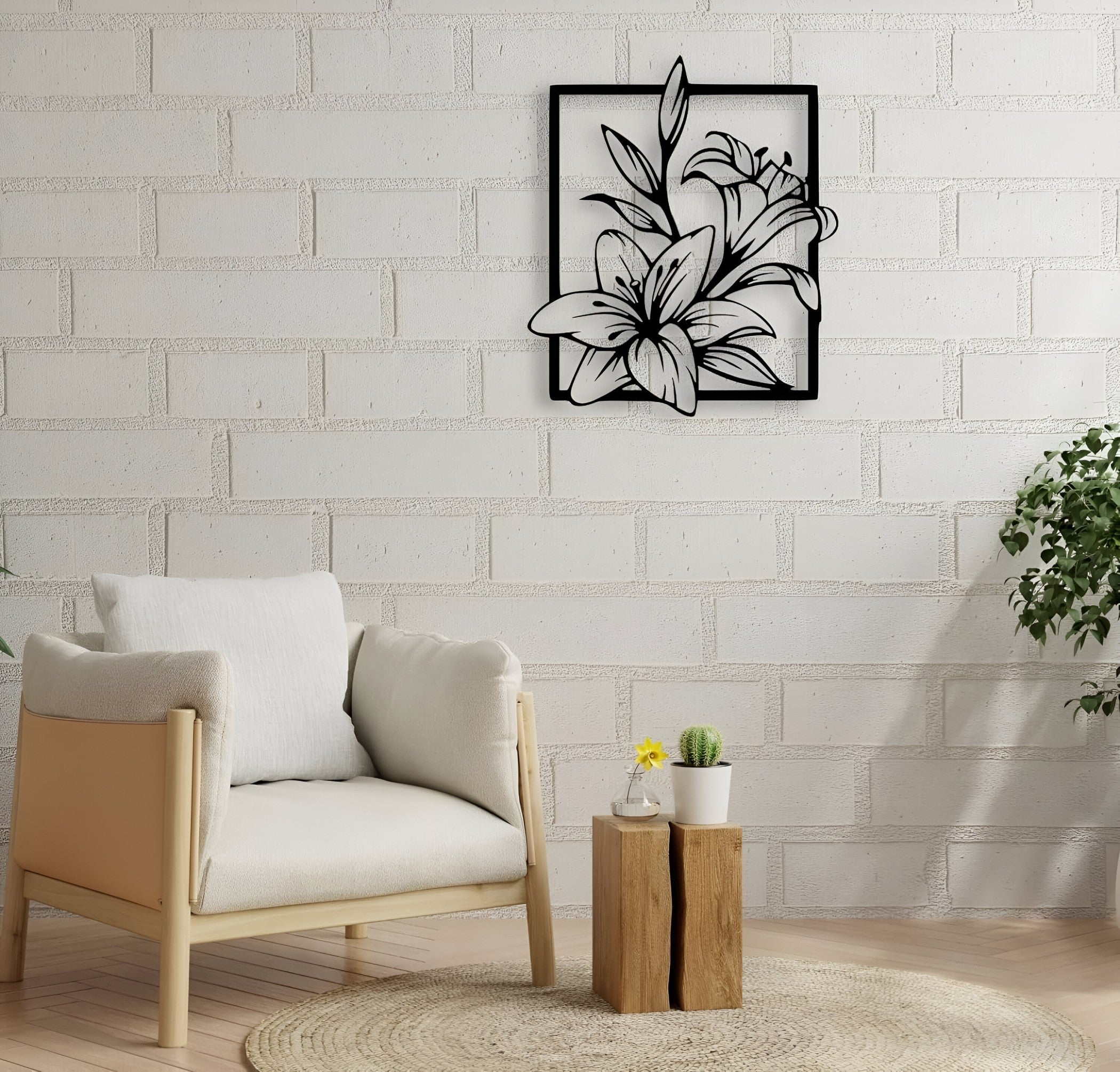Floral Metal Wall Art – Elegant Lily Blossom Décor