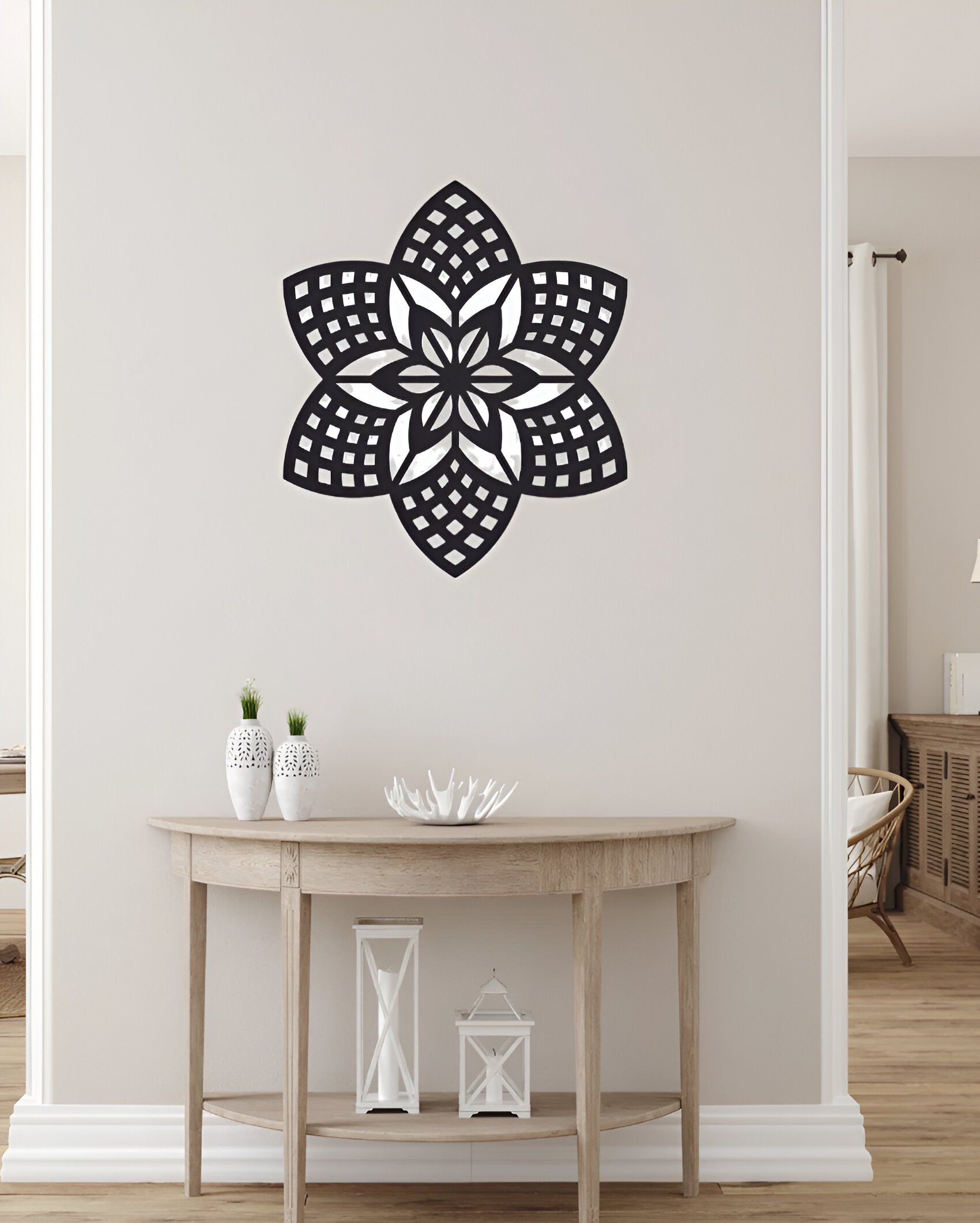 Geometric Floral Metal Wall Art – Modern Mandala Décor