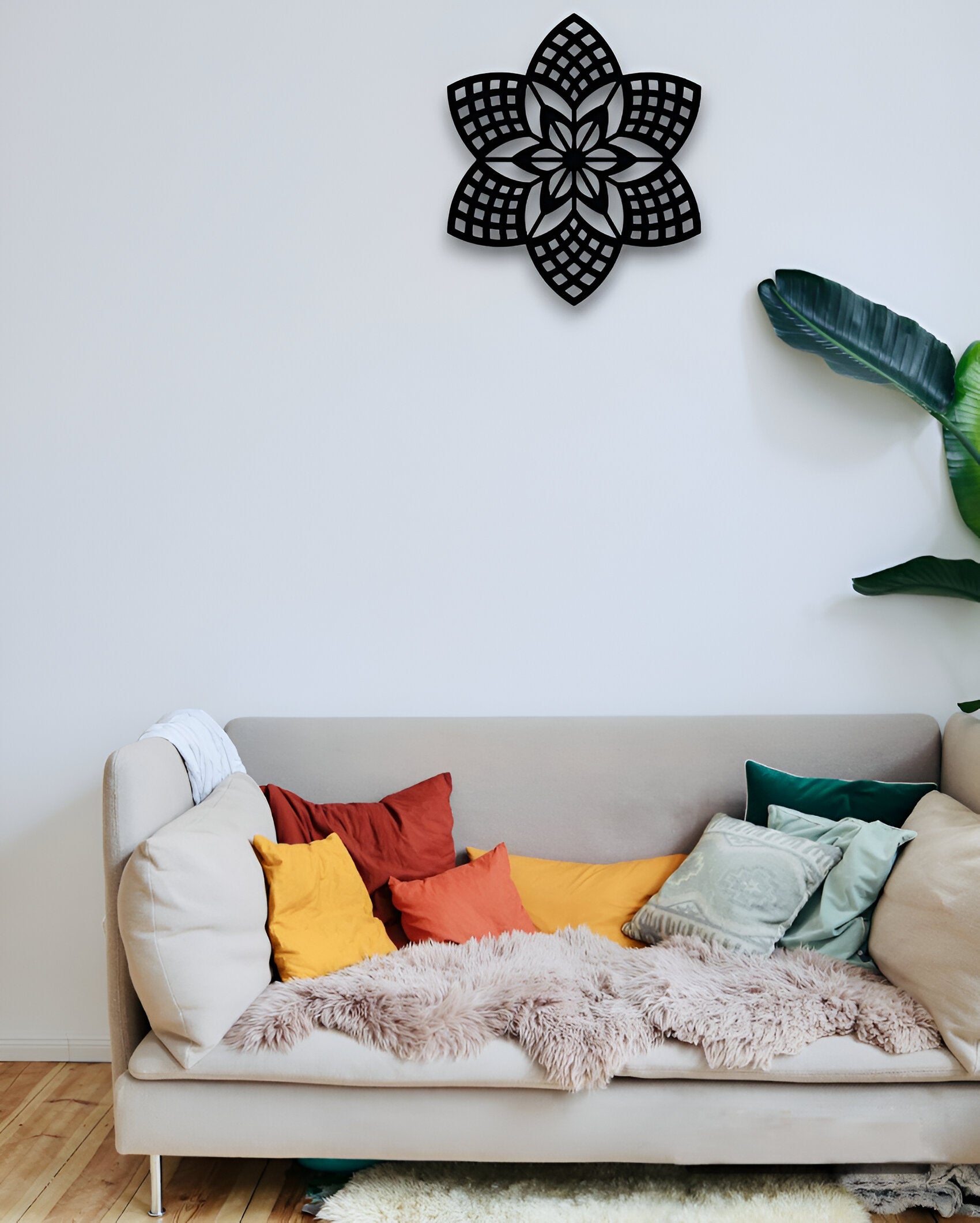 Geometric Floral Metal Wall Art – Modern Mandala Décor
