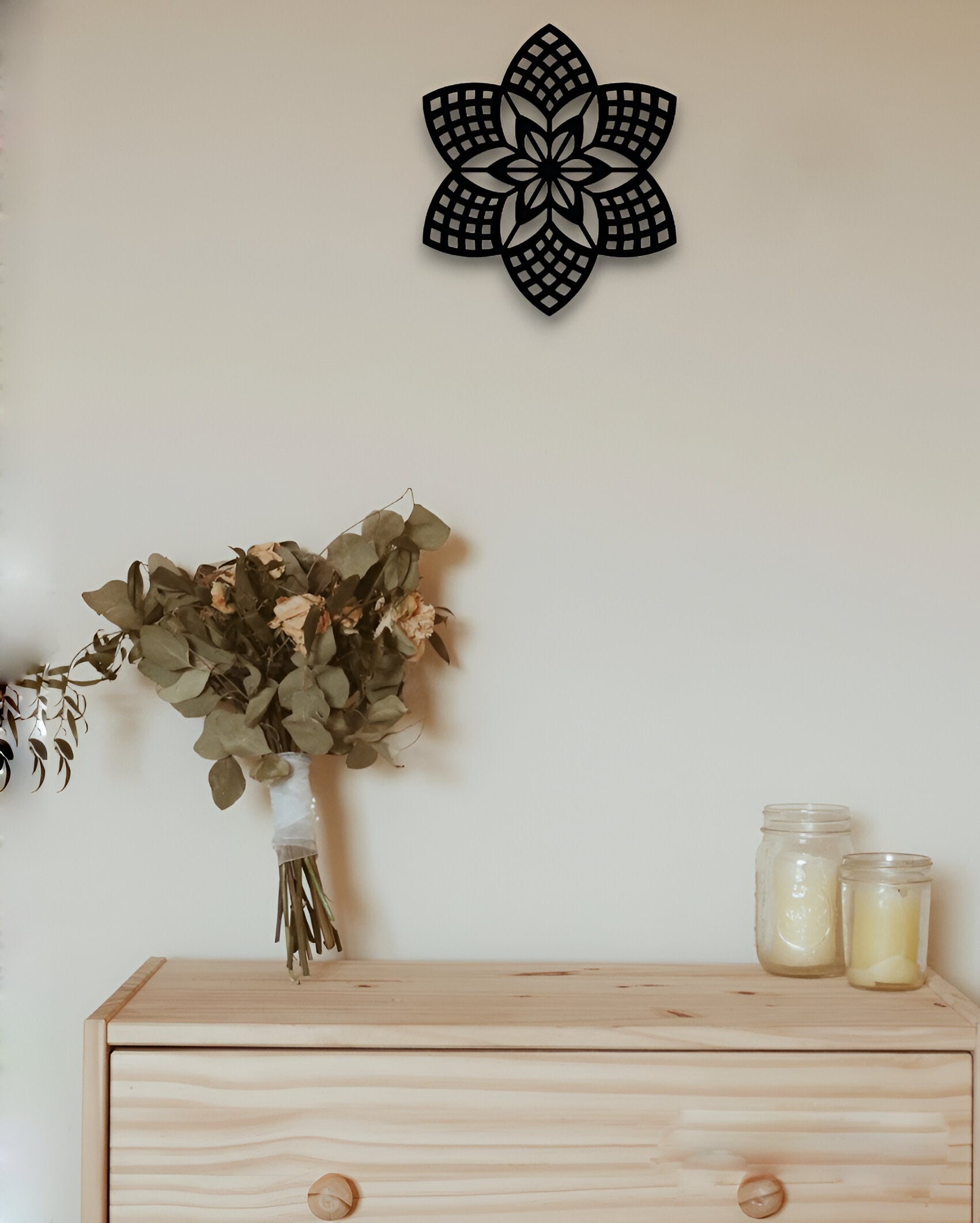 Geometric Floral Metal Wall Art – Modern Mandala Décor