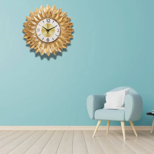 Luxury Golden Sunburst Wall Clock for Elegant Home Decor
